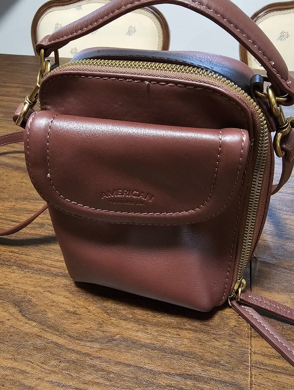 American Leather Co. Tribeca Leather Crossbody With Top Handle Cordovan Color
